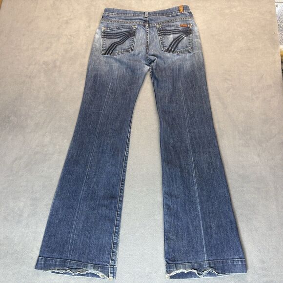 7 For All Mankind Womens Jeans Size 27 Dojo Flared Embroidery USA Blue - Picture 1 of 12